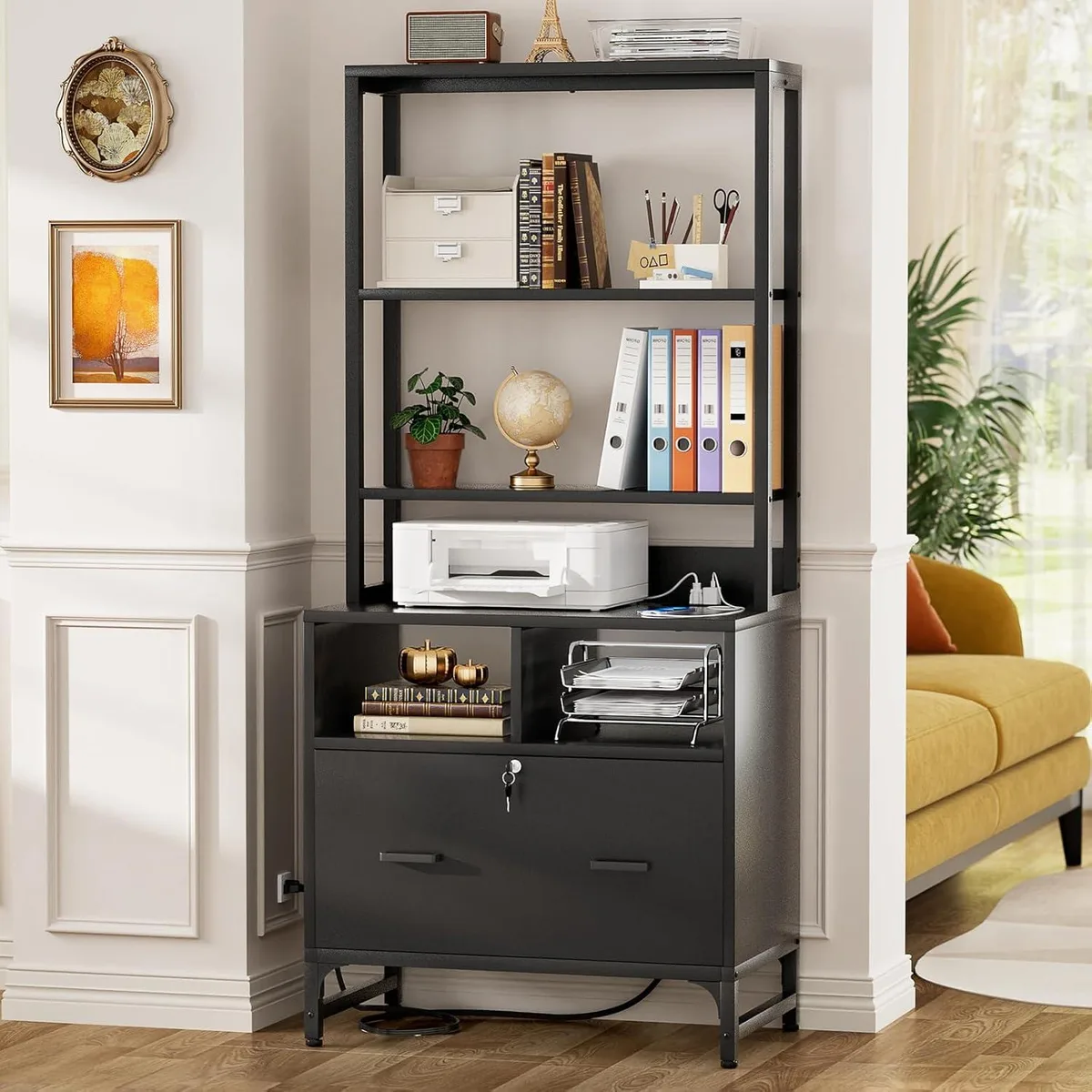 BFKK BFKK File Cabinet with Charging Station Black — product photo