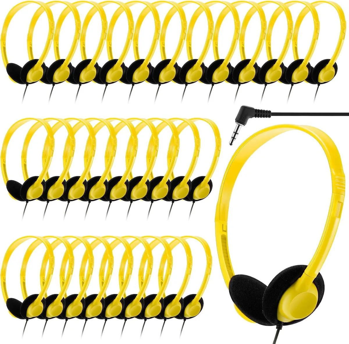 BFKK BFKK 30 Pack Headphones Yellow 3.5mm Jack 1.2m Cable — product photo