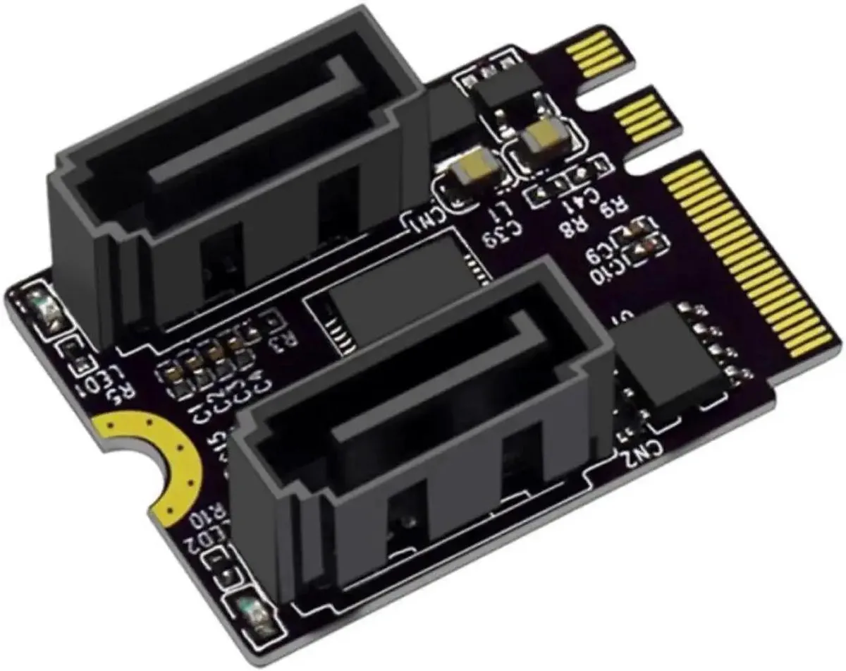 SMUGDESK SMUGDESK M.2 A+E Key to 2-Port SATA 3.0 Riser Card JMB582 — product photo