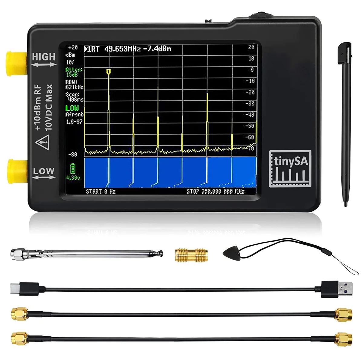 BFKK BFKK TinySA Spectrum Analyzer V3.1 0.1-350MHz 240-960MHz 2.8in Touch Screen — product photo