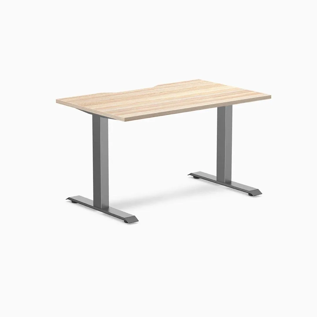 Desky Desky Zero Scalloped Laminate Desk Classic Oak 47.2 x 29.5 in Space Gray — product photo