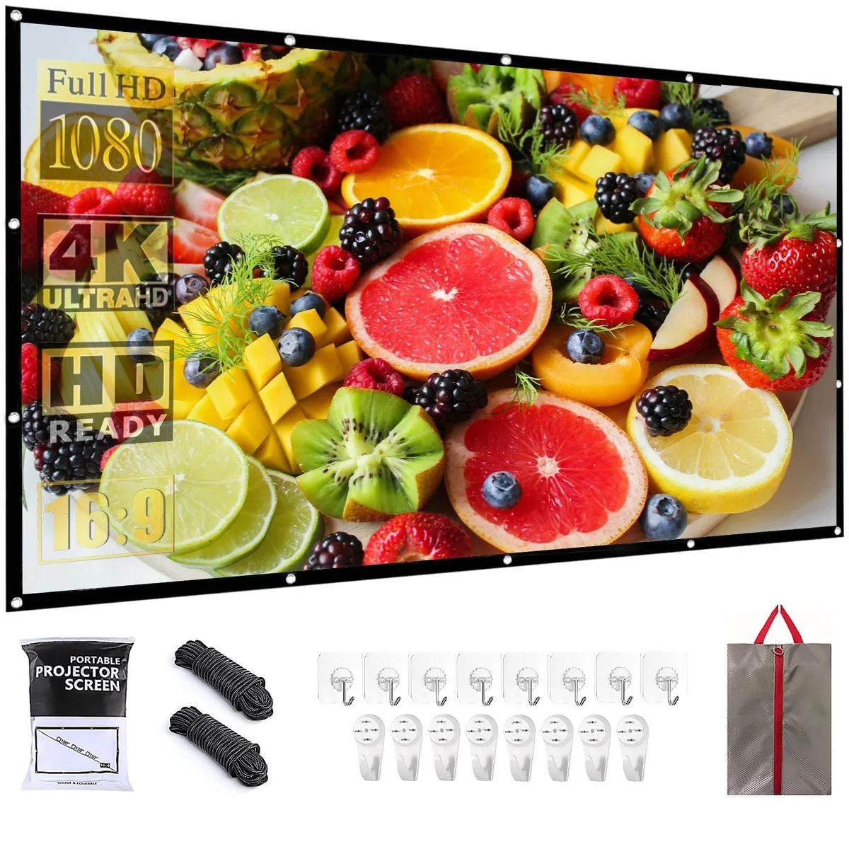 NMEPLAD 100 inch projector screen 16:9 1.1 gain 160° — product photo