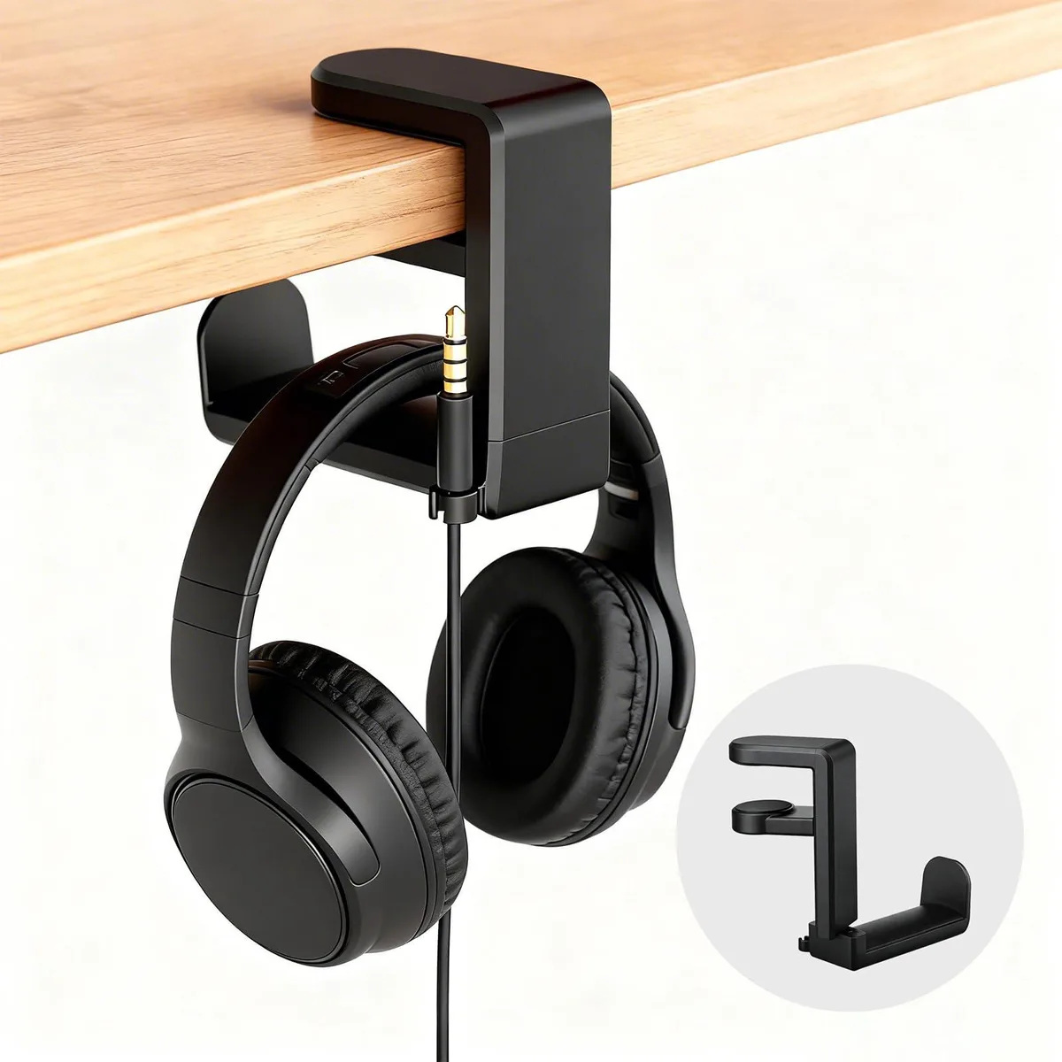  Galiejar G2511 Headphone Hook, Black, 360° Swivel, Clip-on — product photo