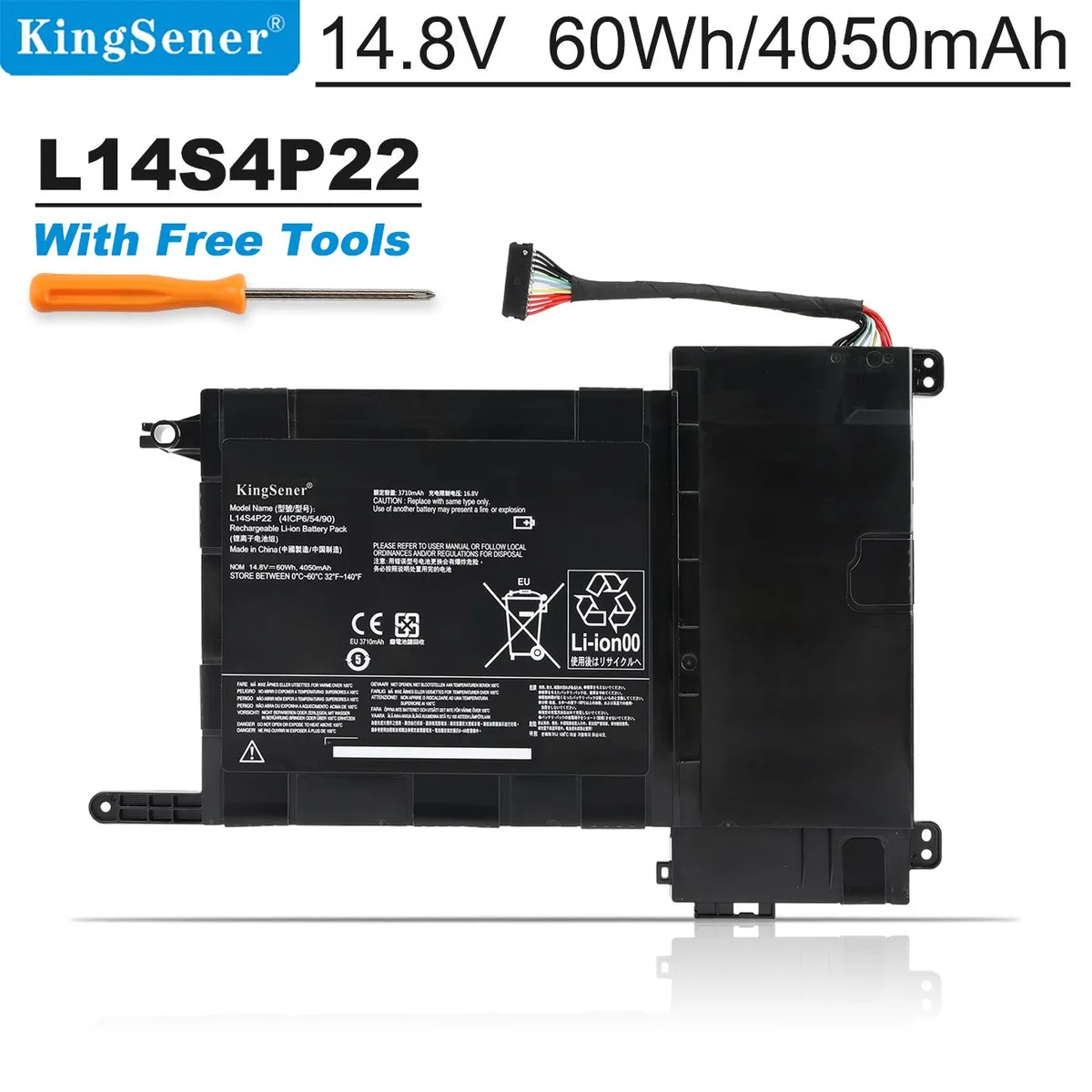 KingSener KingSener L14S4P22 laptop battery 14.8V 4050mAh 60Wh — product photo