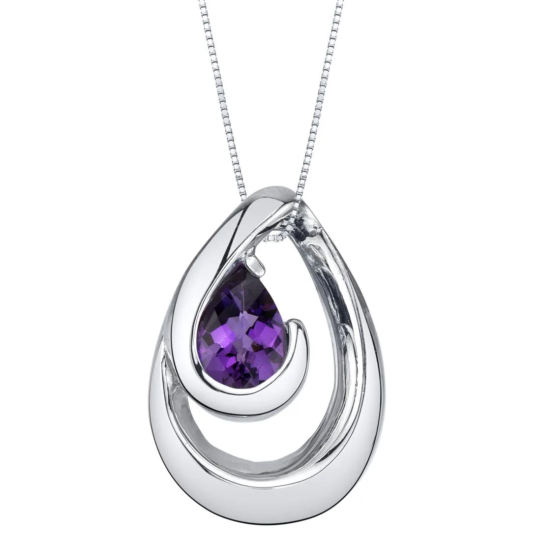Oravo Oravo Amethyst Sterling Silver Wave Pendant Necklace 18" .5 ct 925 — product photo