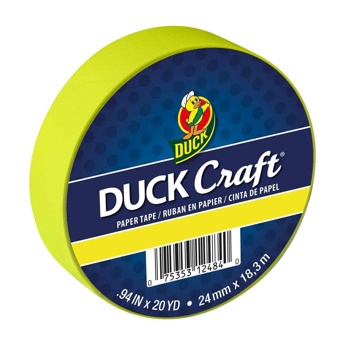 ShurTech Brands ShurTech Brands Duck Craft Paper Tape Neon Yellow 1 in x 60 ft 285963 — product photo