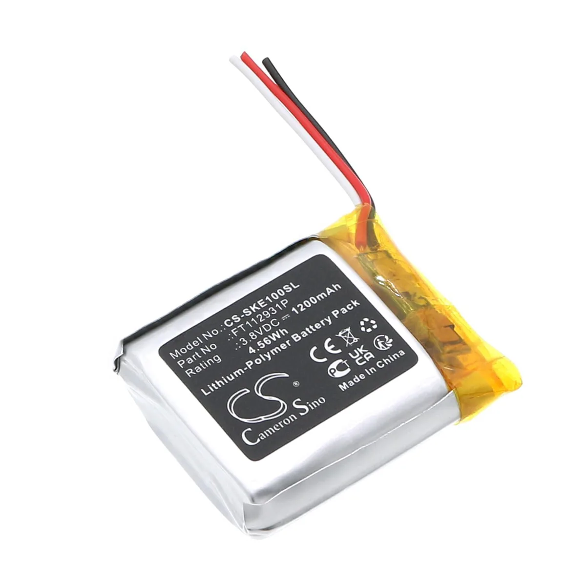 Rectangular lithium-polymer battery pack, matte finish, 32.5 by 28.2 by 11 mm