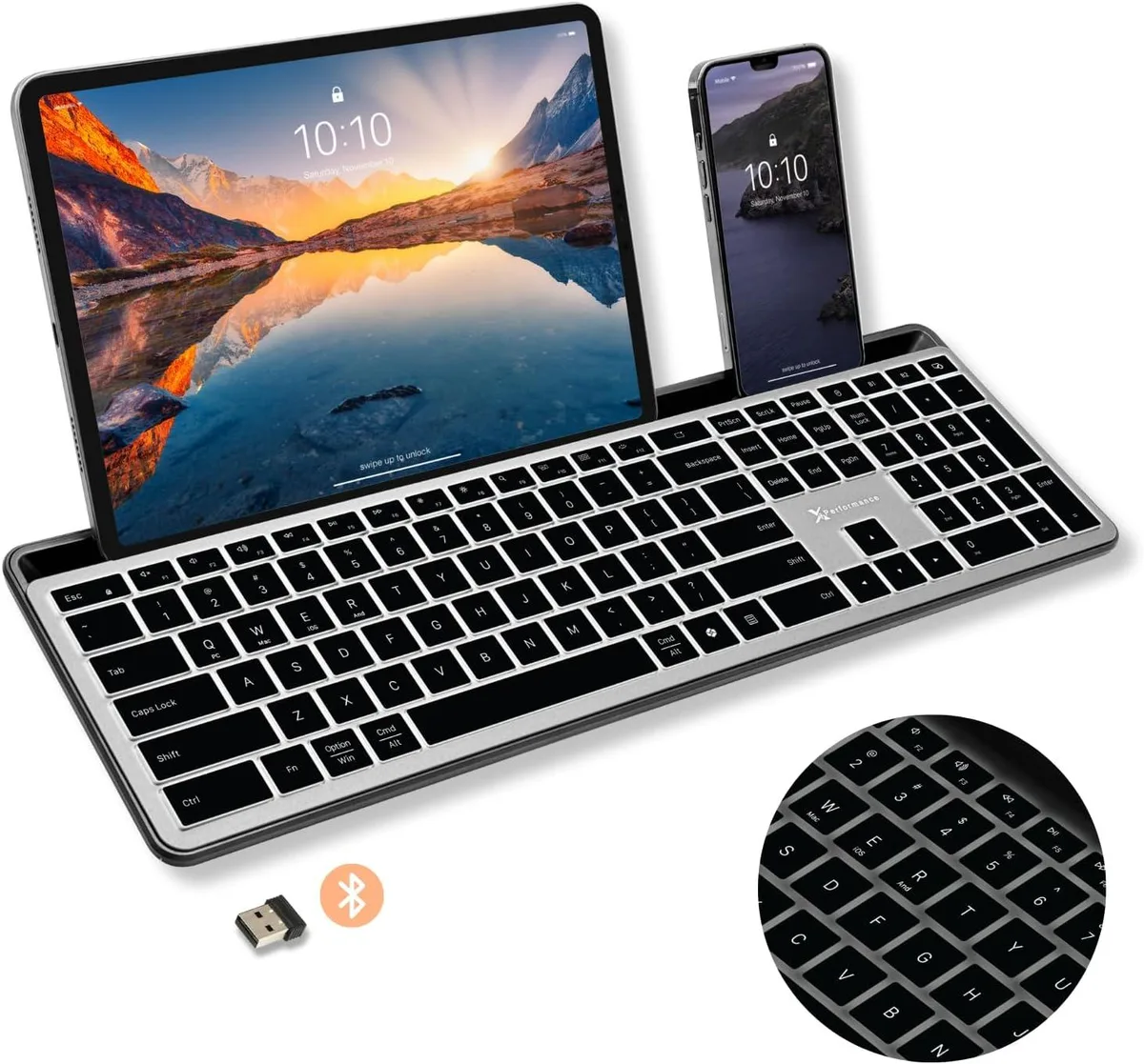 TUKO TUKO X9 Full Size Gaming Keyboard 110-Key Gray 2.4 GHz Bluetooth 1000 mAh — product photo