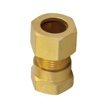 Small brass reducing adapter with compression and threaded ends