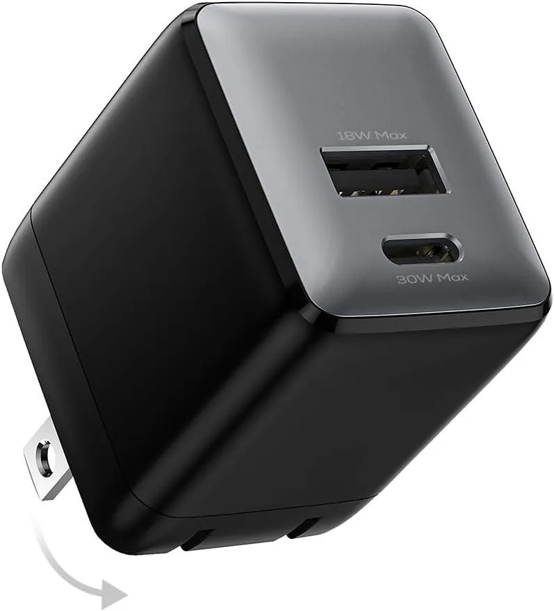 ONITOON ONITOON 30W Dual-Port GaN Nano Charger Foldable Plug Black — product photo