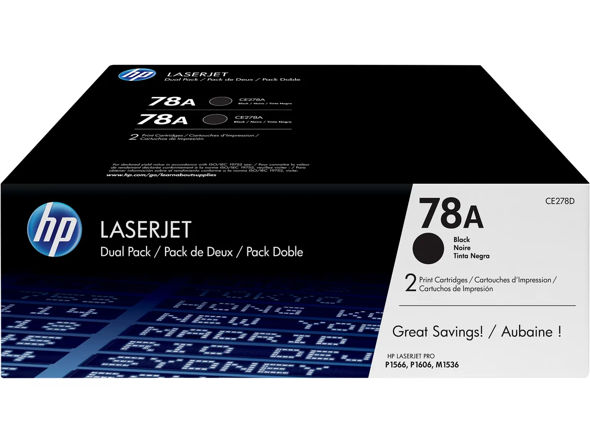 HP HP CE278D 78A Black Toner Cartridge Dual Pack 2100 Pages — product photo
