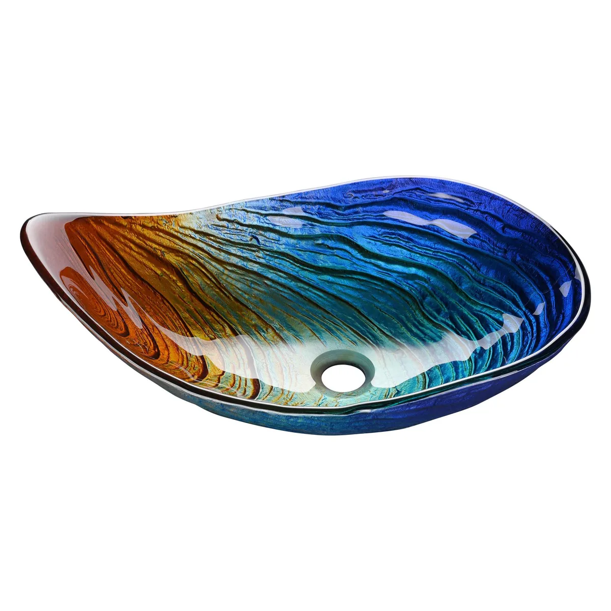 Yescom USA, Inc. Yescom USA, Inc. Aquaterior Waterdrop Tempered Glass Undermount Bathroom Sink 22 14 7 80GSK007-550-P4 — product photo