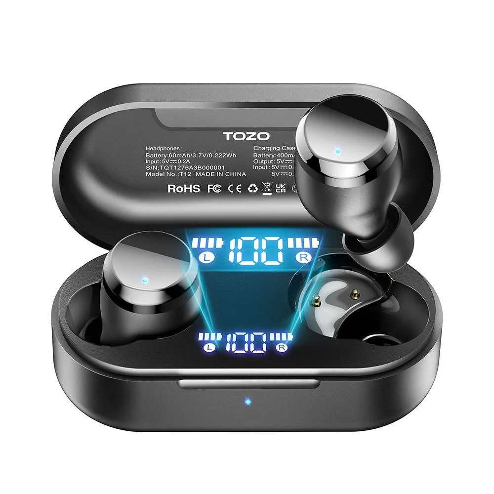 TOZO Store TOZO Tonal Dots In-Ear Headphones Bluetooth 5.3 55h Ink Black — product photo