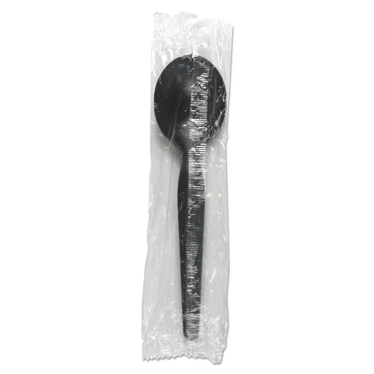 Boardwalk Boardwalk BWKSSHWPSBIW Heavyweight Polystyrene Soup Spoon Black 1000 Carton — product photo