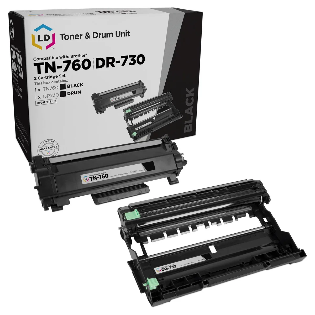 LD Products LD Products Compatible Brother TN760 Black Toner &amp; DR730 Drum Unit 2 Pack — product photo