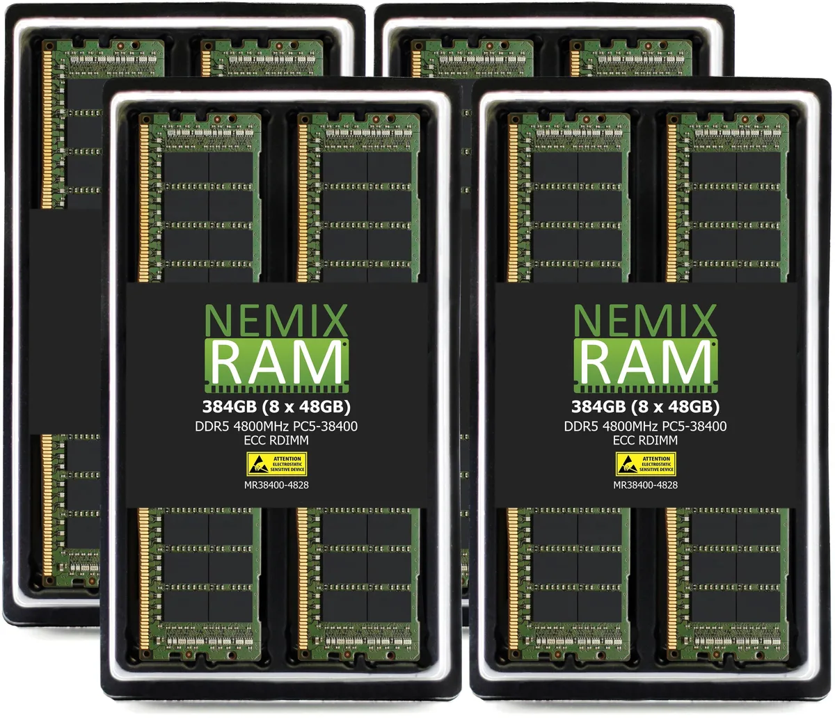 NEMIX RAM NEMIX RAM DDR5 384GB 8x48GB 4800 CL40 1.1V ECC RDIMM Supermicro H14DST-F memory upgrade — product photo
