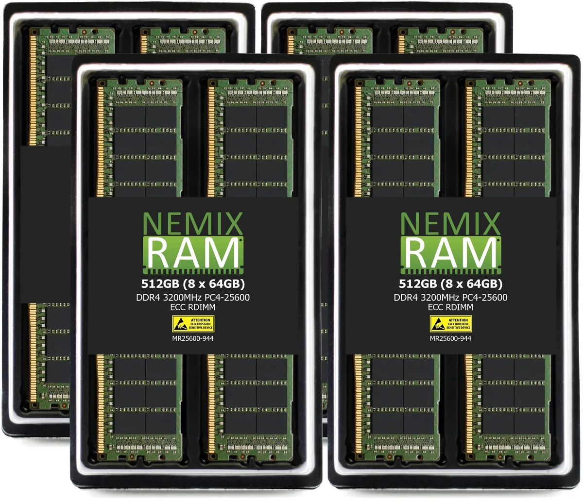 NEMIX RAM NEMIX RAM 256GB (4x64GB) DDR4 3200MHz PC4-25600 CL22 ECC RDIMM memory upgrade — product photo
