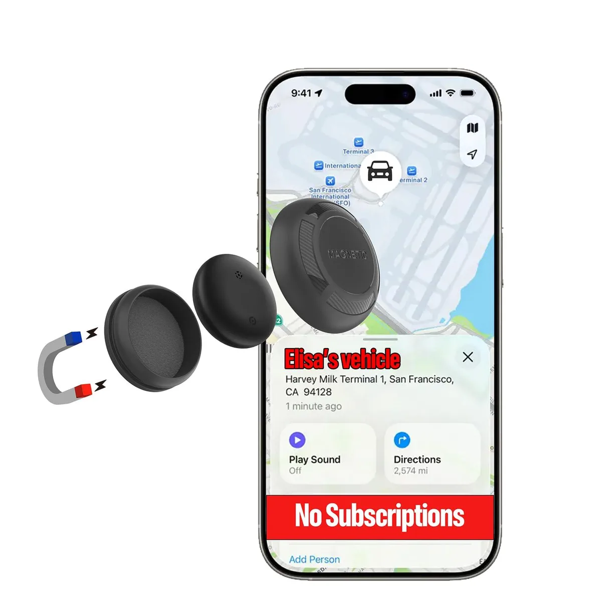  Airwheel Magnetic GPS Tracker White iOS CR2032 365 Days — product photo