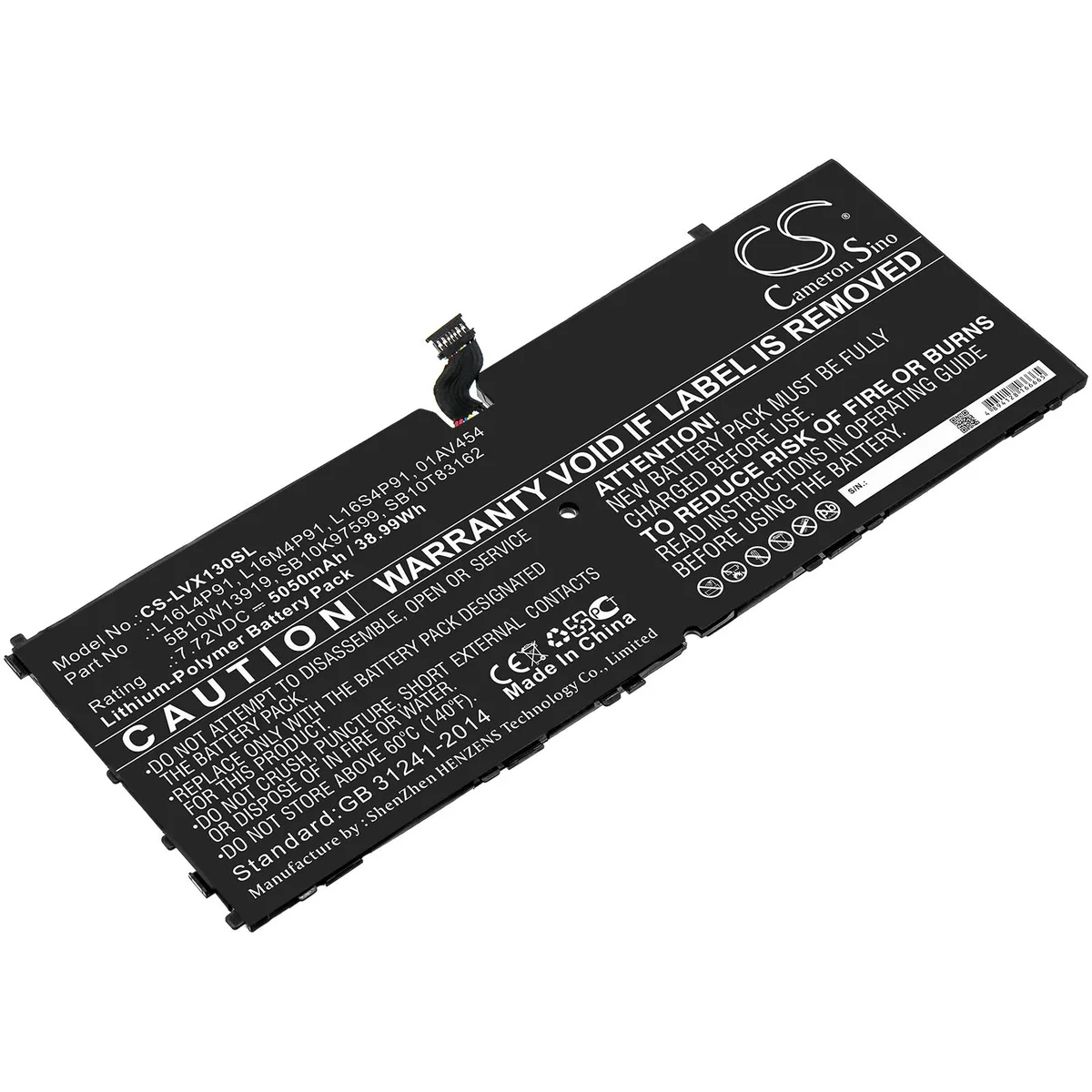 Cameron &amp; Co Cameron &amp; Co DS-CS-LVX130SL Li-Polymer Battery 5.05 Ah Black — product photo