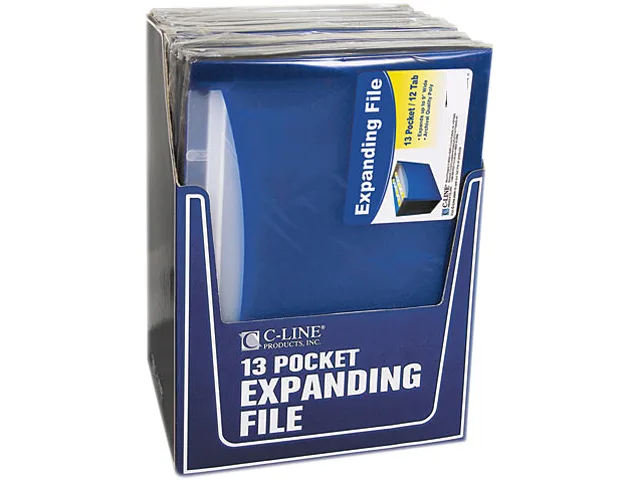 C-Line C-Line 48235 13-pocket expanding file folder, 9" expansion, letter size, red/blue — product photo