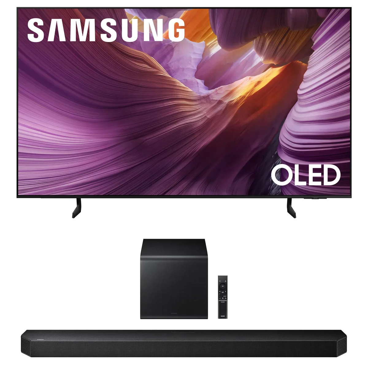 SAMSUNG SAMSUNG S85FA 77" OLED 4K Smart TV + HW-Q800F 5.1.2 Soundbar (2025) — product photo