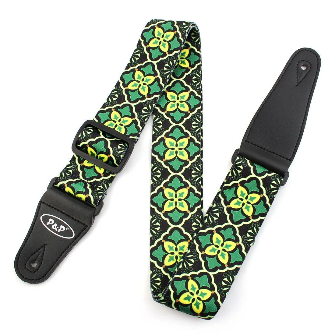 Unique-Bargains Unique-Bargains Faux Leather End Adjustable Guitar Strap Green — product photo
