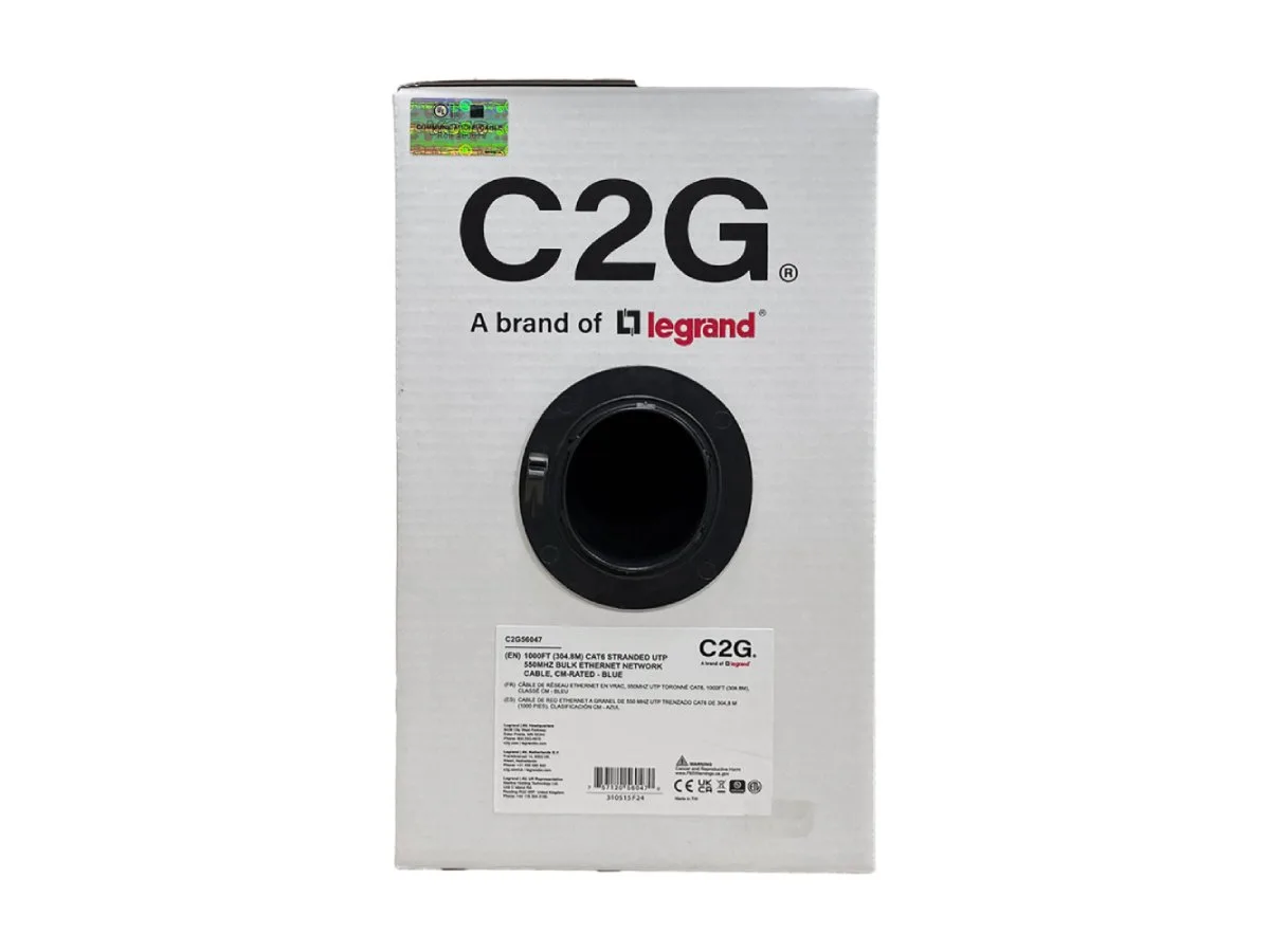 Cables To Go Cables To Go C2G56047 network ethernet cable Cat6 1000 ft 24 AWG 550 MHz blue — product photo