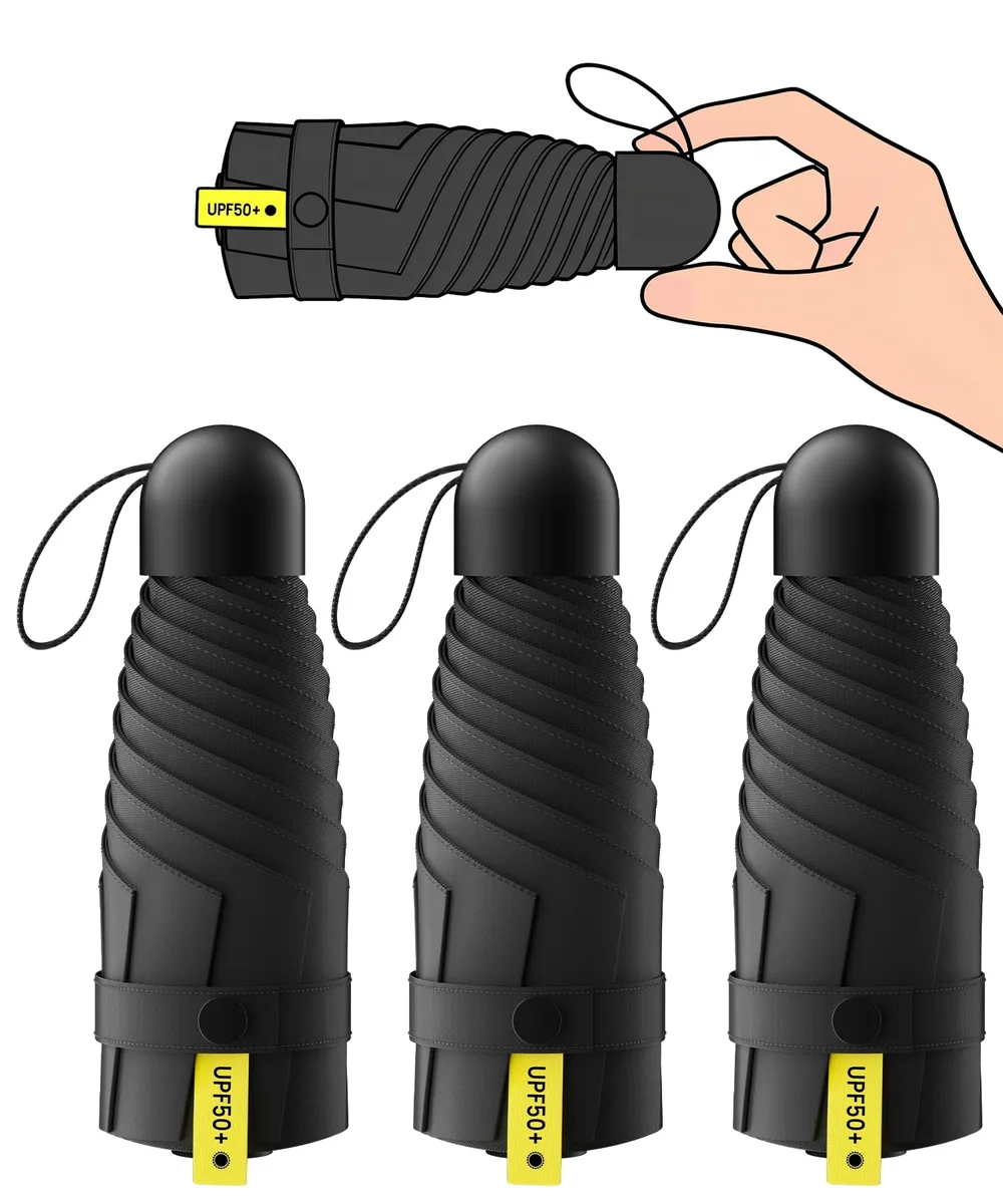 LMUGOOS MU-3P 3 Pack Clear Mini Umbrellas 7.5in Folded 35in Canopy UPF 50+ — product photo