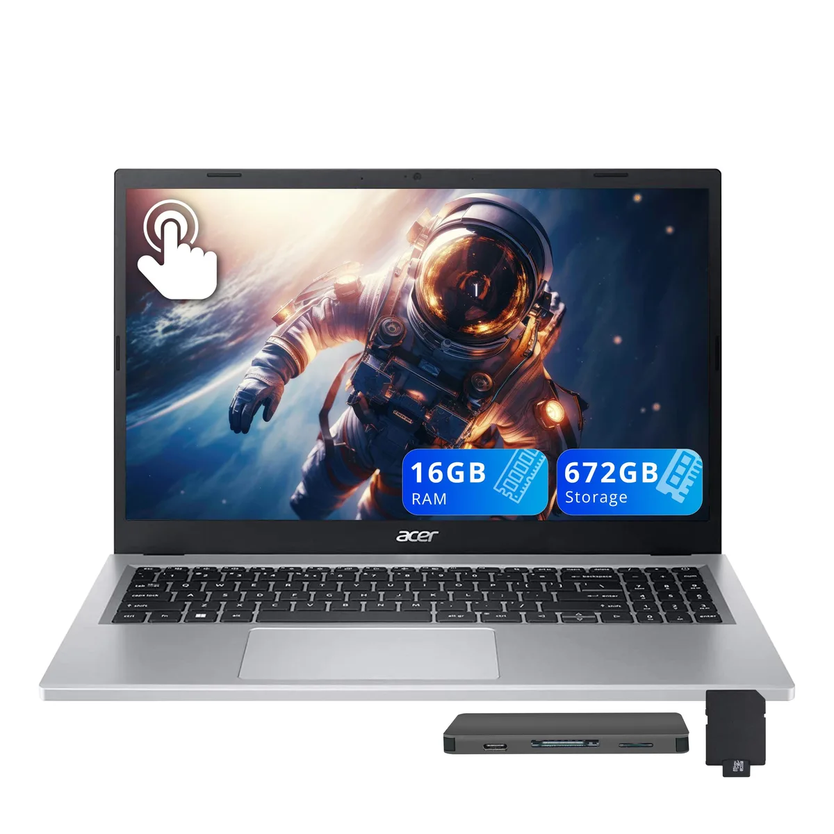Acer America Acer Aspire 3 15.6" FHD Touchscreen Ryzen 5 7520U 16GB 672GB Silver — product photo