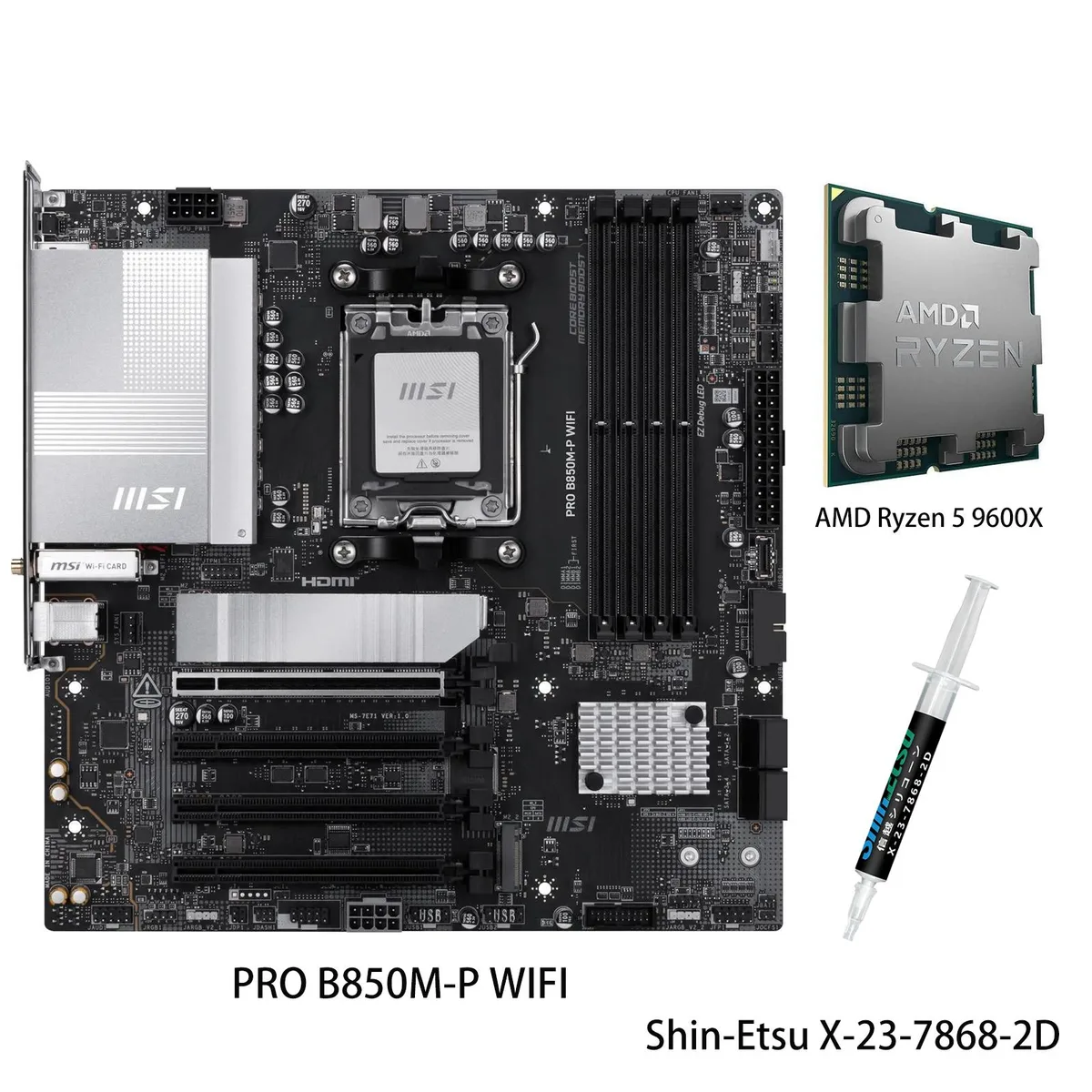 MSI MSI PRO B850M-P WIFI + Ryzen 5 9600X AMD motherboard CPU combo — product photo