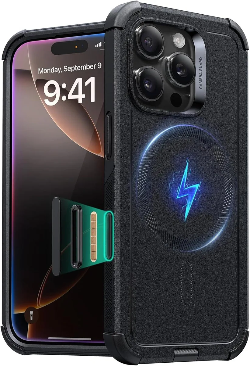 iworkmart iworkmart iPhone 16 Pro Case Cyber Series Black 23 ft Drop Protection — product photo