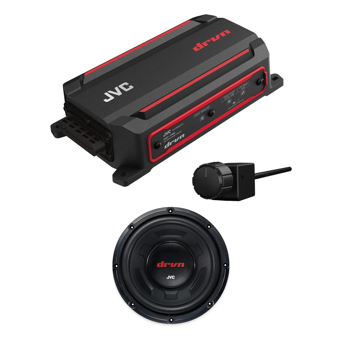 JVC 12 inch subwoofer and compact mono amplifier bundle
