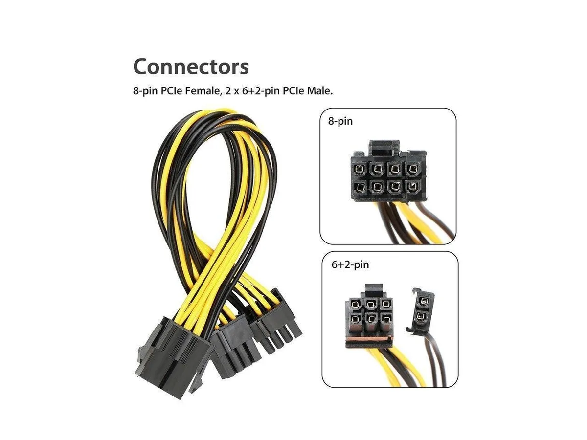 SXDOOL SXDOOL 10-Pack PCIe 8-Pin Female to Dual 6+2-Pin Male Splitter Cable 18AWG 20cm — product photo