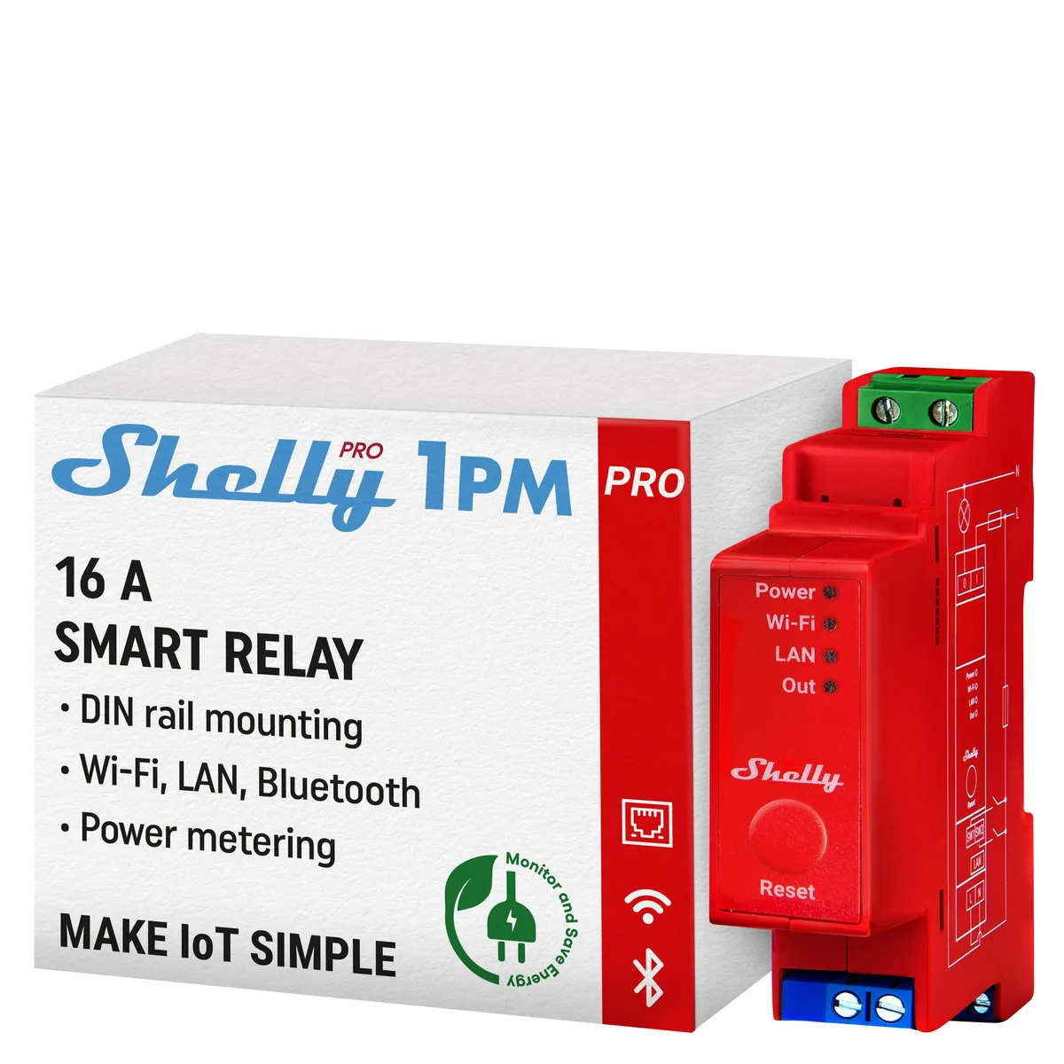 Shelly Shelly Pro 1PM 1-Channel Smart Relay 16A 25A — product photo