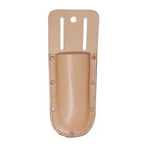 Natural leather plier holder with heat-molded closed bottom and belt loop
