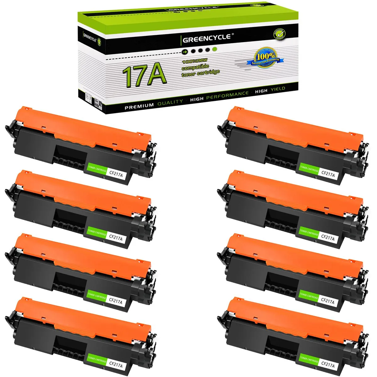GREENCYCLE GREENCYCLE 17A CF217A Black Toner Cartridge 8 Pack 1600 pages — product photo