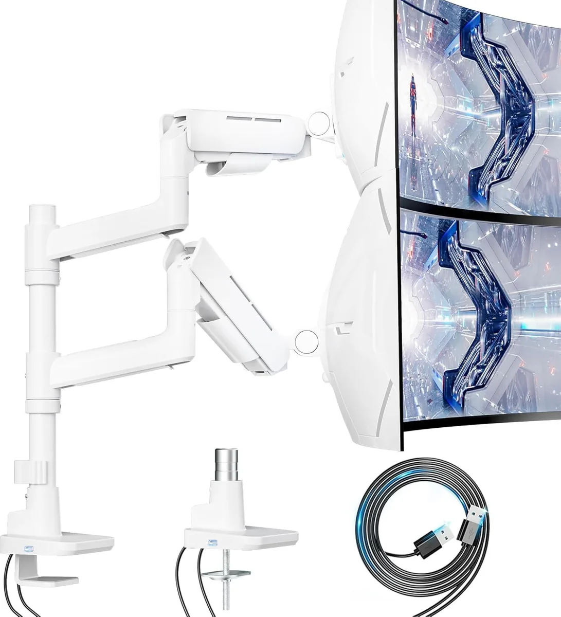 BFKK BFKK Vertical Dual Monitor Mount 17-49 Inch White — product photo