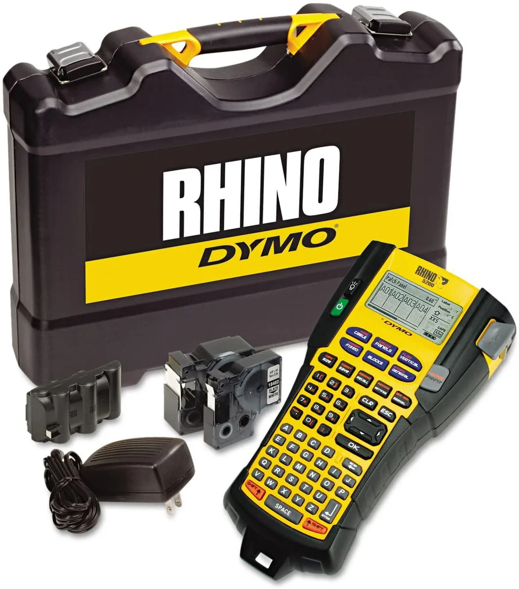 Handheld industrial label maker kit with rubber bumper and anti-slip grip