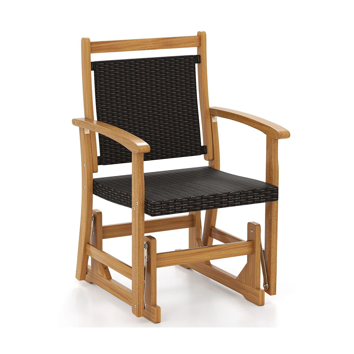SlickBlue SlickBlue Patio Rattan Glider Chair Acacia Wood Frame Brown — product photo