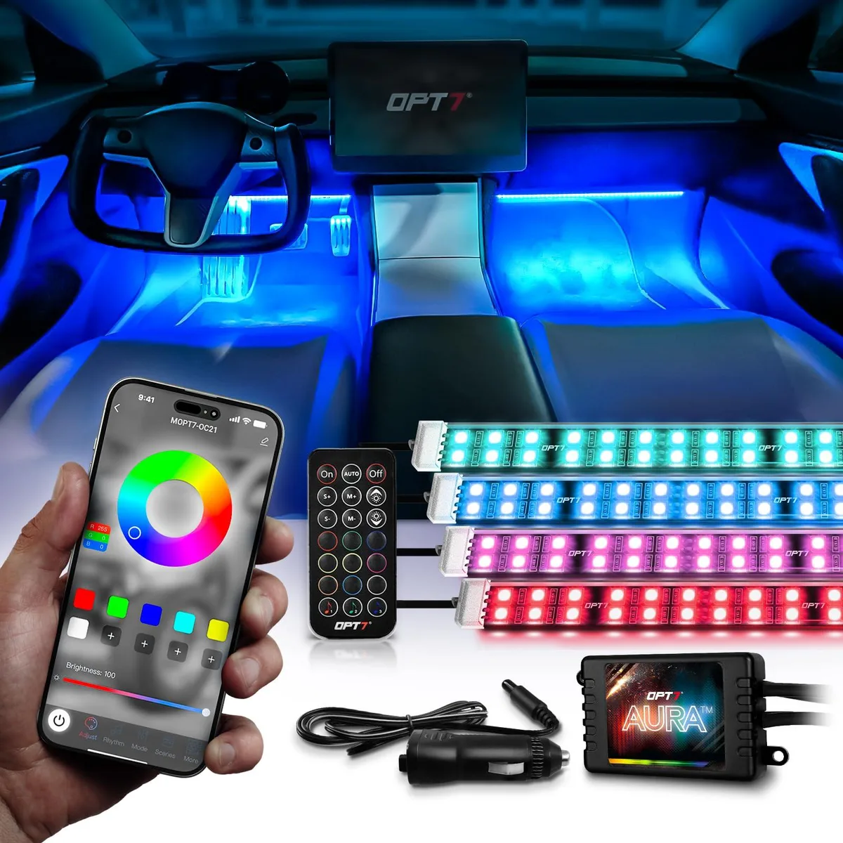 OPT7 Aura Pro Double Glow Interior LED Kit with App and Remote — product photo