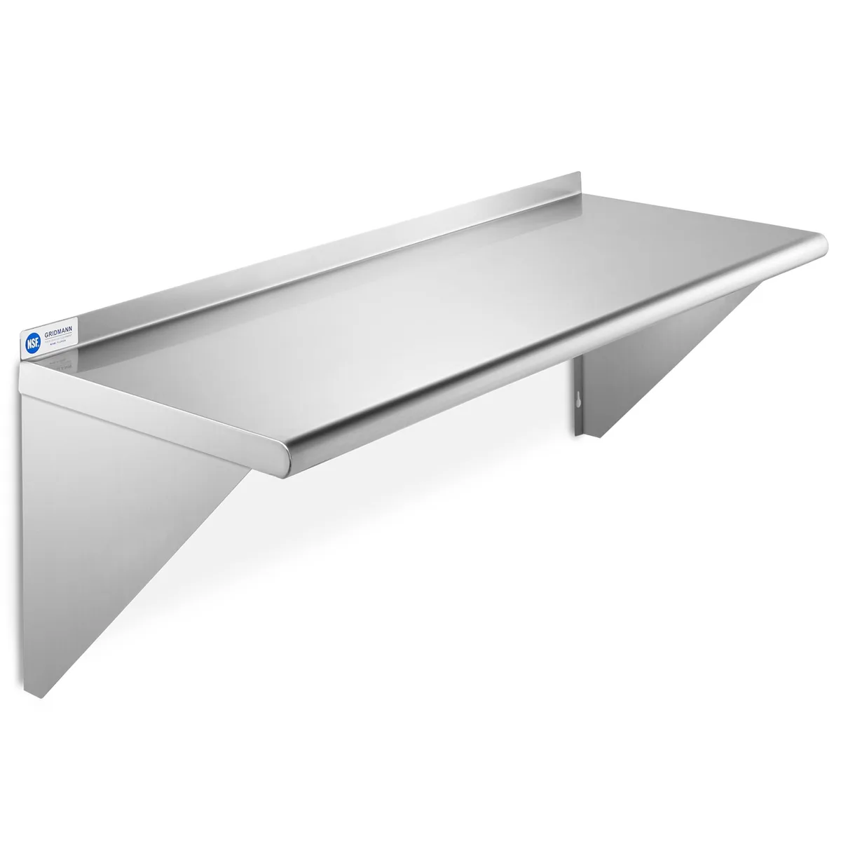 Gridmann Gridmann 14" x 36" Stainless Steel Wall Mount Shelf with Backsplash, 18 Gauge, NSF Certified — product photo