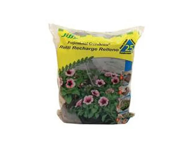 A bag holding twenty-five compressed peat pellets