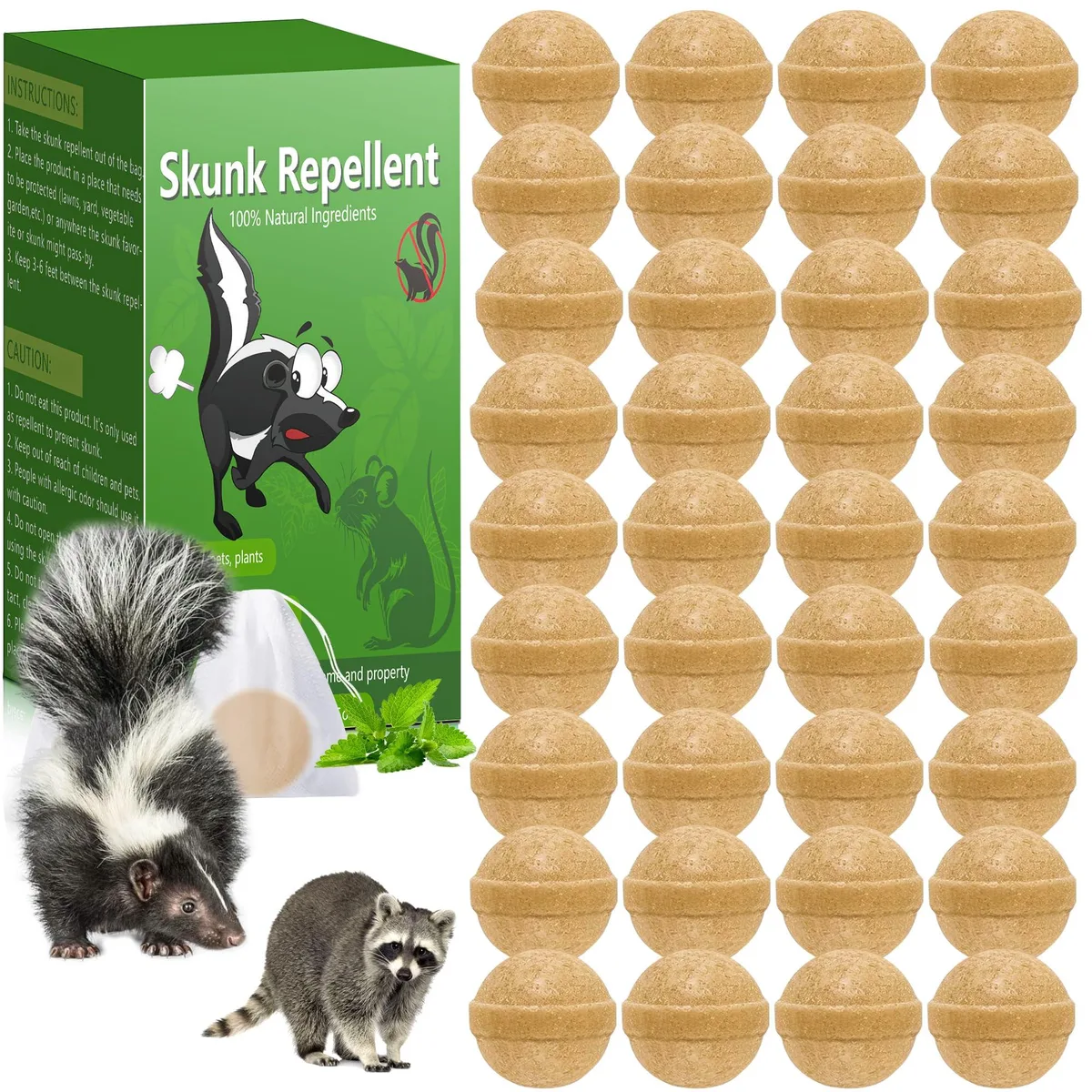 Small mesh bags containing peppermint repellent balls