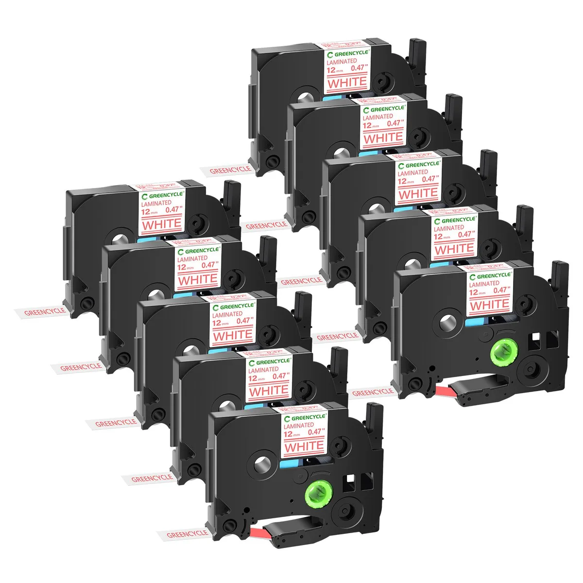 GREENCYCLE GREENCYCLE TZe-232 12mm Red on White Laminated Tape 20 Pack — product photo