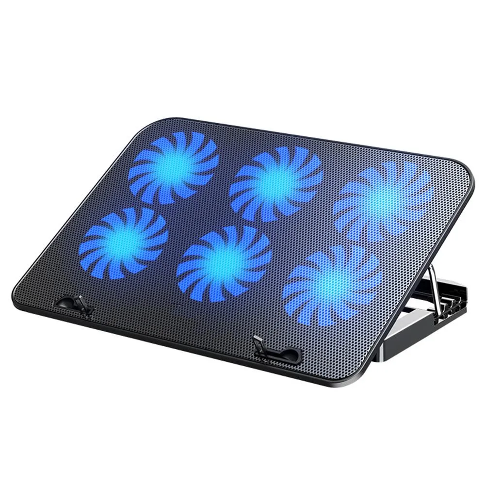 Bailink Bailink Laptop Cooling Pad 6 Fans Blue LED 12-17in 5 Heights 2 USB 2.0 Black — product photo