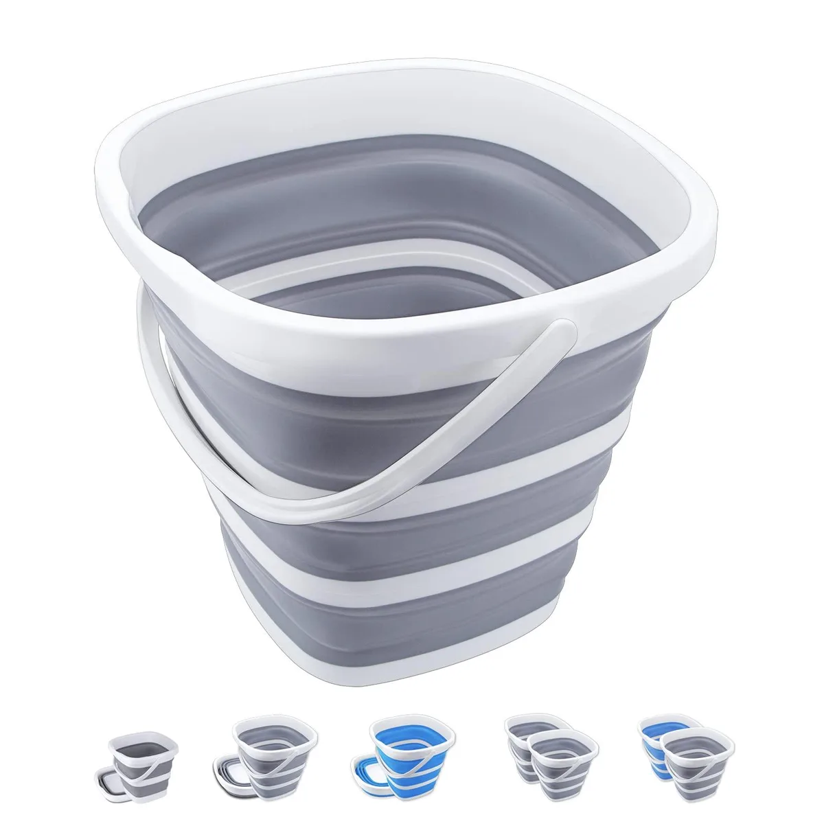  3M Collapsible Bucket 10 L 2.6 gal Grey Square — product photo