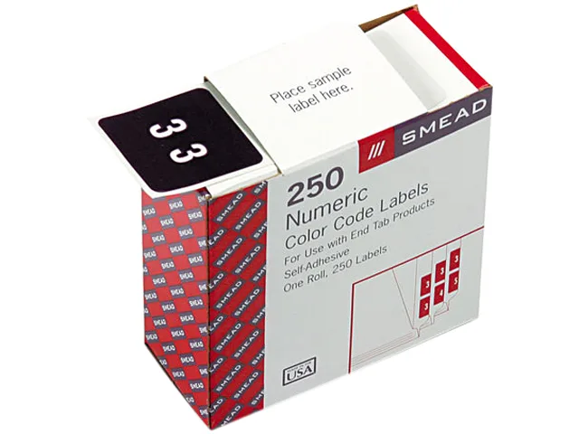 Smead Smead 67423 Label Number 3 White-on-Purple 250/Roll — product photo