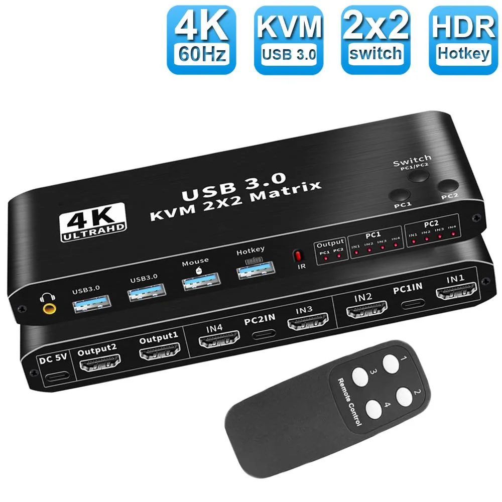 ESTONE ESTONE OZK3-1 2x2 HDMI KVM Switch 4K 60Hz — product photo