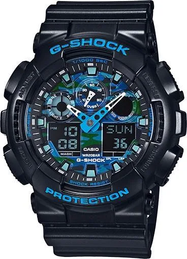 CASIO Casio G-Shock GA100CB-1A Black and Blue Ana-Digi Watch — product photo