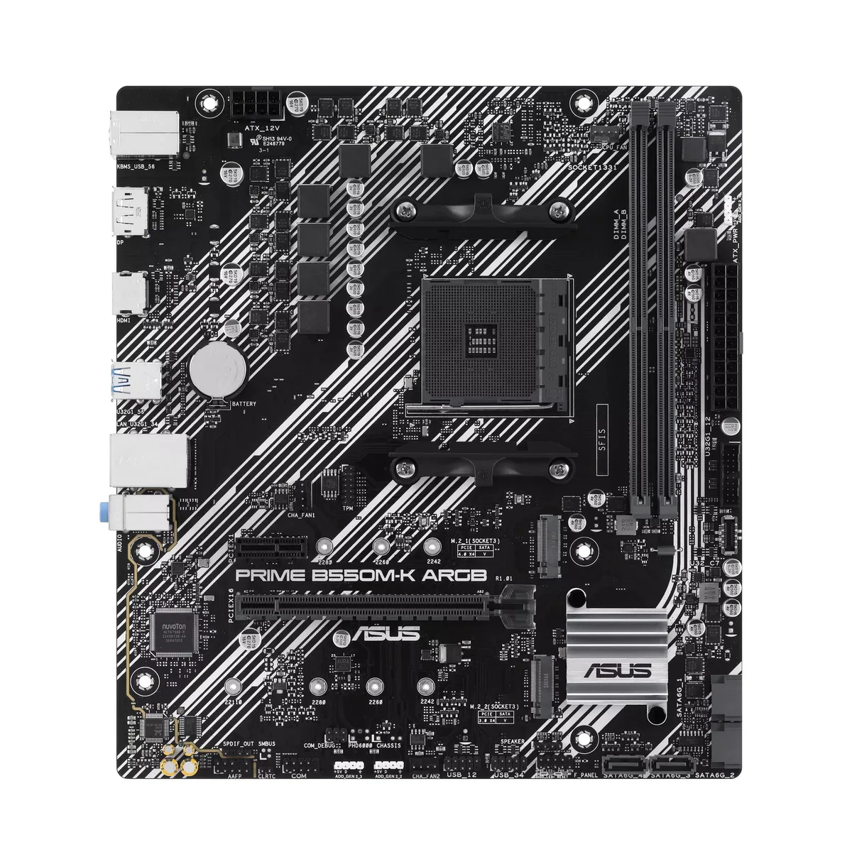 ASUS ASUS PRIME B550M-K ARGB AMD B550 Ryzen AM4 mATX motherboard M.2 slot PCIe 4.0 Realtek 1G wired LAN — product photo